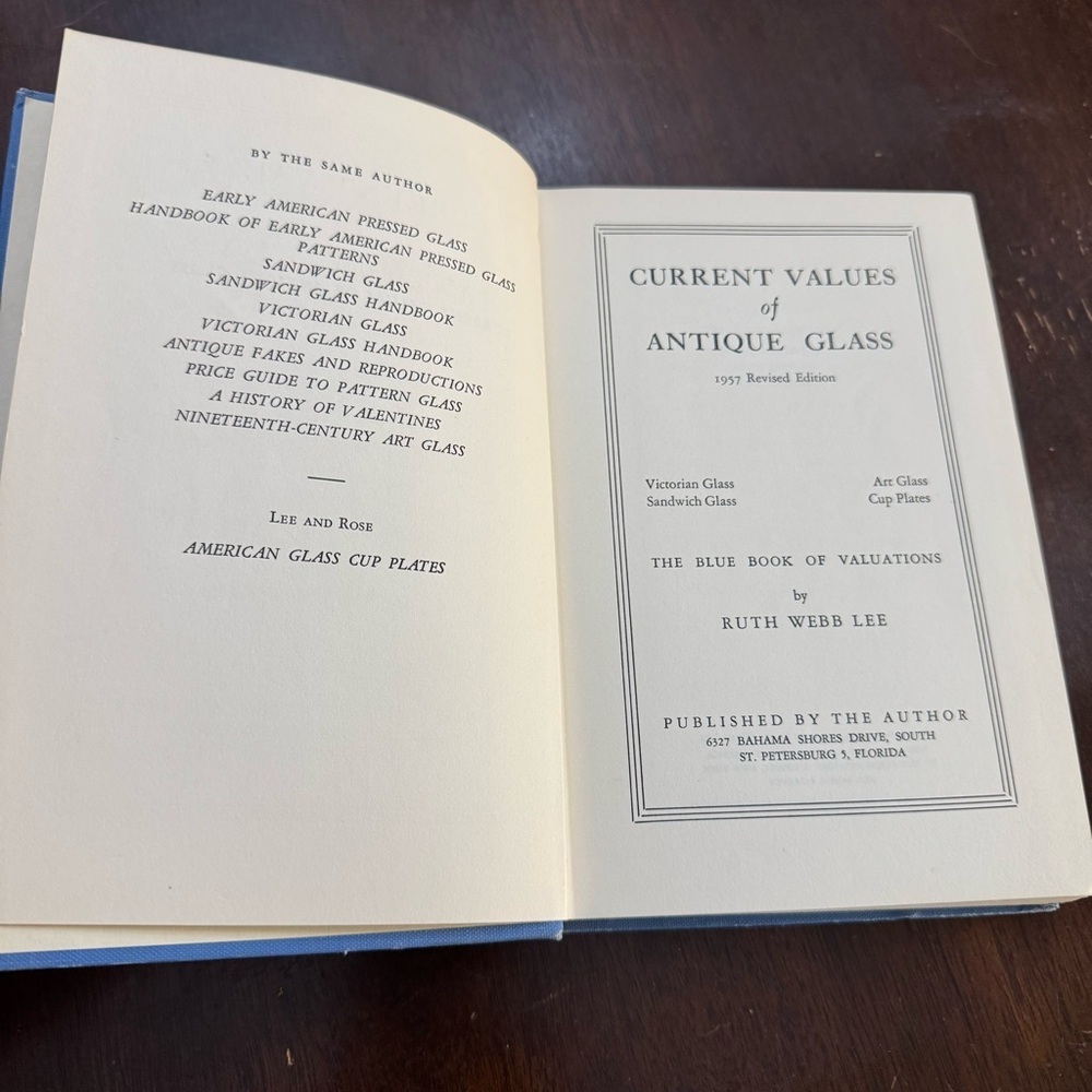 Current Values of Antique Glass Book 1957 By Ruth Webb Lee